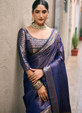 Kanjivaram Silk Navy Blue Colour Saree